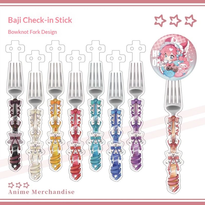 Cosplay Prop Display - Anime Acrylic Bowknot Fork Shape Badge