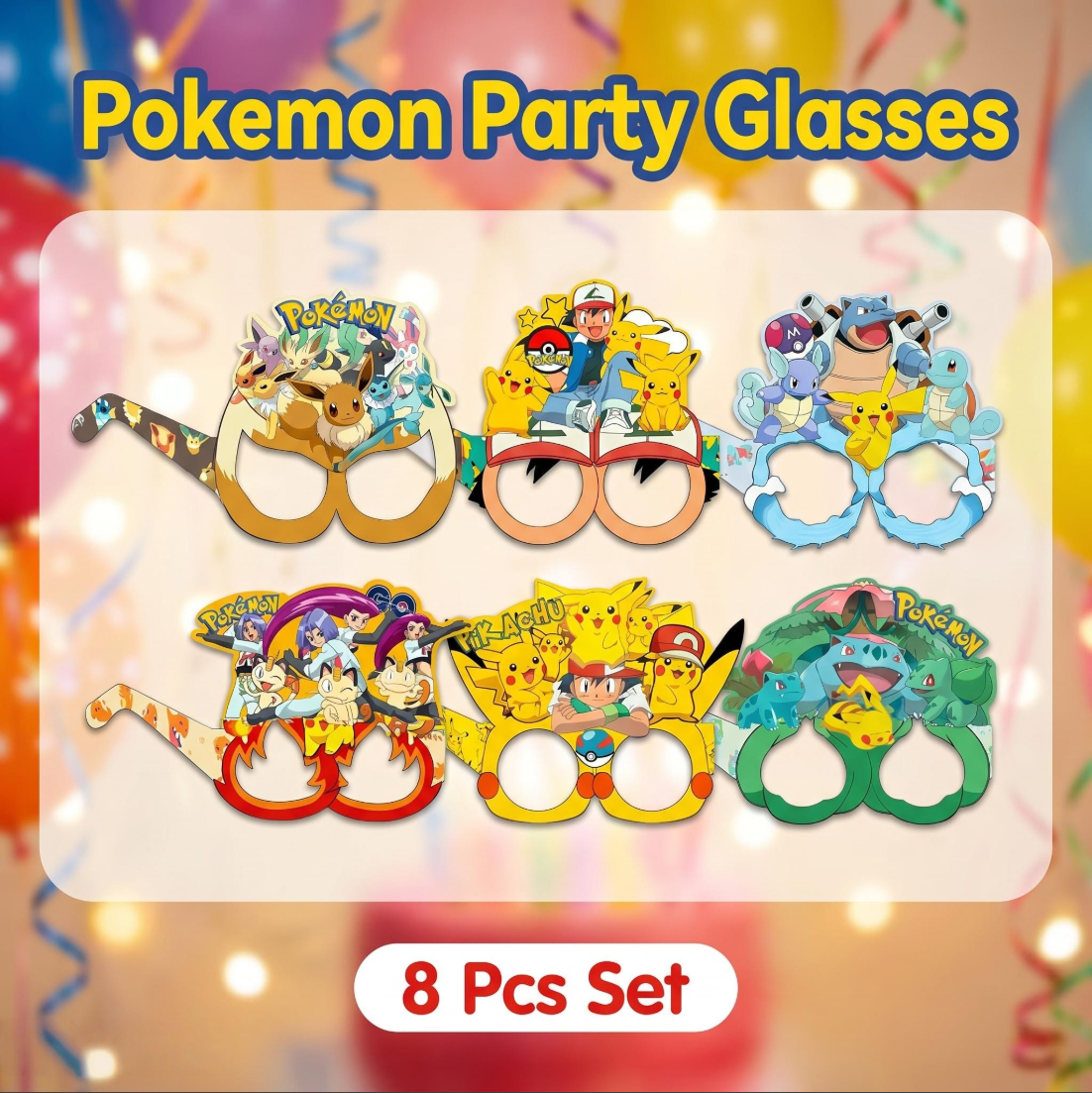 Pokémon-themed paper glasses.  - Cosplay Prop recensie en prijs