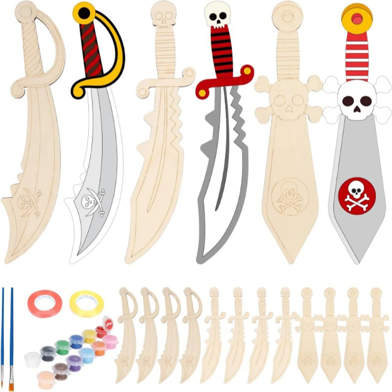 16pcs Wooden Swords Set Unfini - Cosplay Prop Painting recensie en prijs